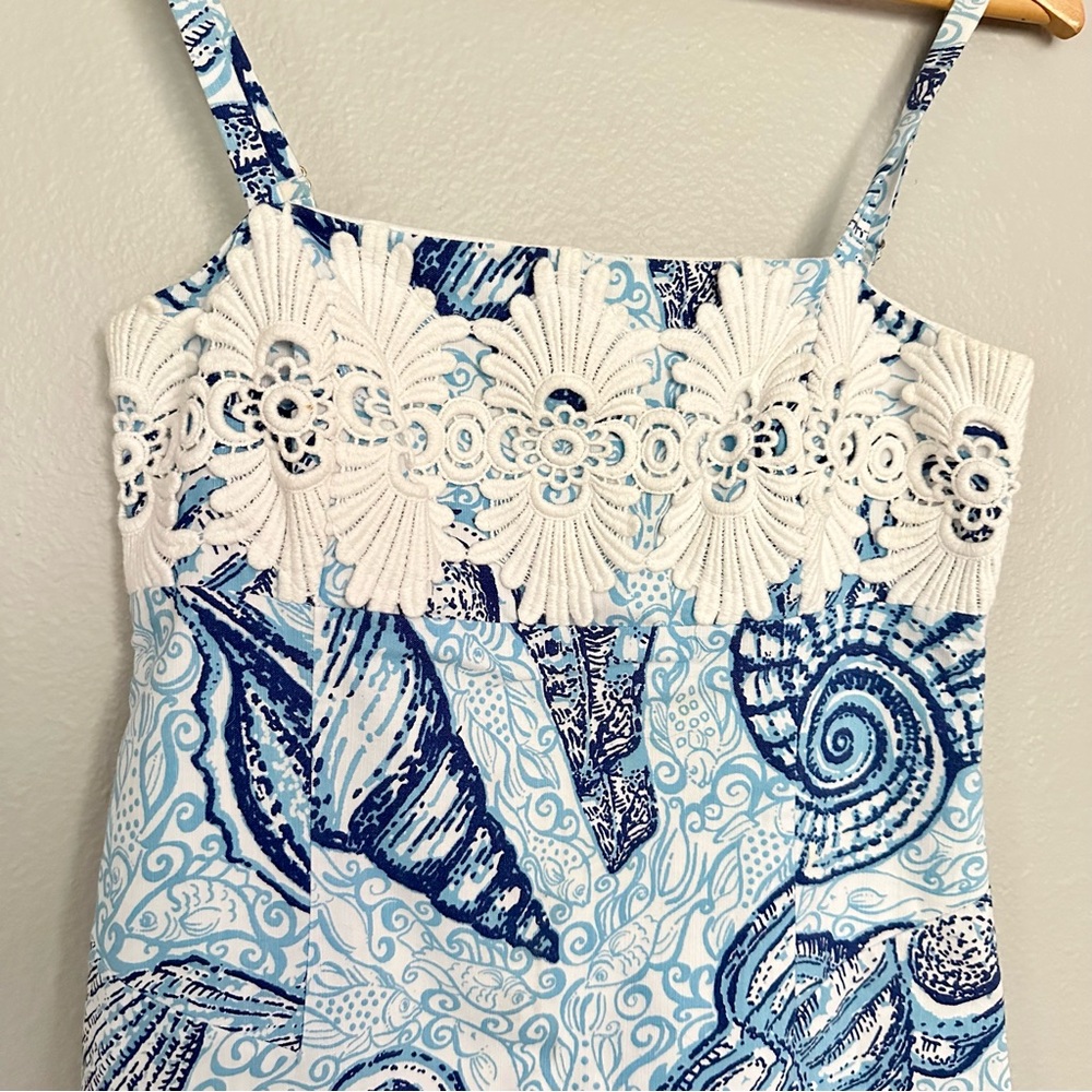 Lilly Pulitzer Blue and White Shell Print Mini Dress - Picture 5 of 10